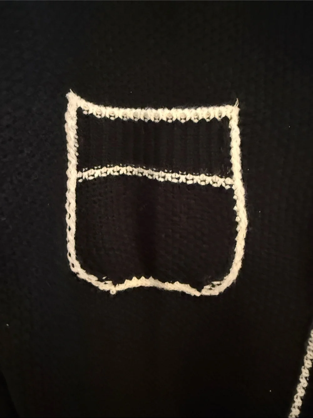 SHEIN Black Cardigan with Pearl-Trim and White Piping